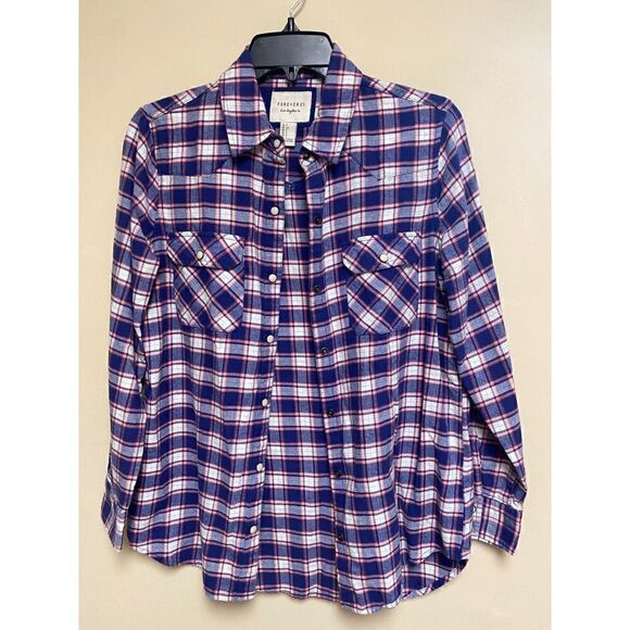 Forever21 flannel shirt with pearl snap buttons - Picture 1 of 5